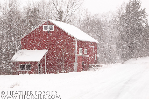 Red Barn in Snow, Fairfax, Vermont